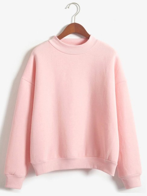 Standard Loose Casual Plain Polyester Sweatshirts (Style V100757)