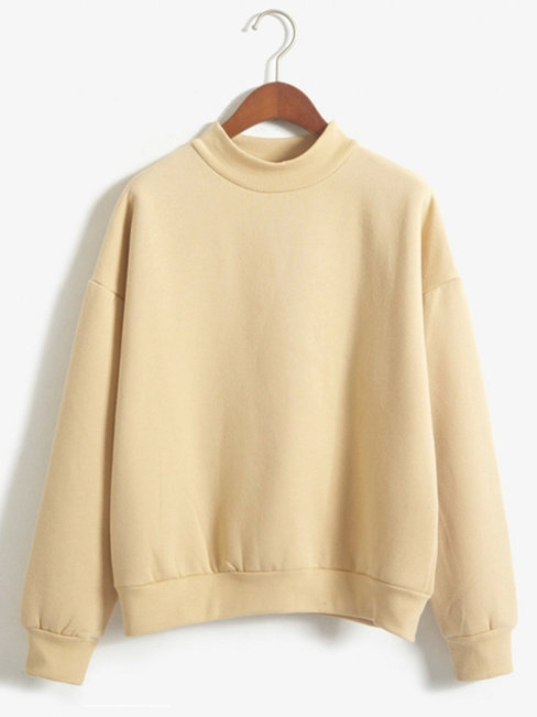 Standard Loose Casual Plain Polyester Sweatshirts (Style V100757)