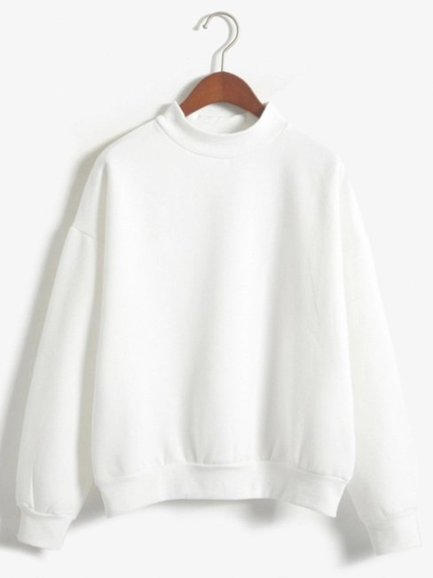 Standard Loose Casual Plain Polyester Sweatshirts (Style V100757)