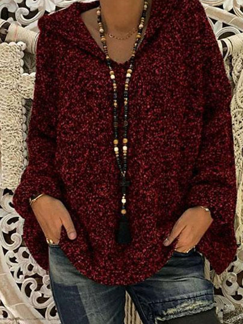 Hooded Standard Elegant Plain Polyester Hoodie (Style V100779)