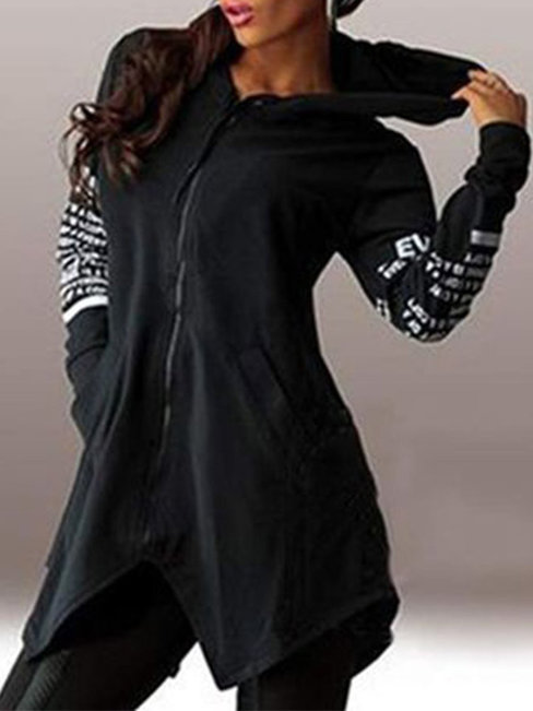 Hooded Standard Straight Polyester Asymmetrical Hoodie (Style V100783)