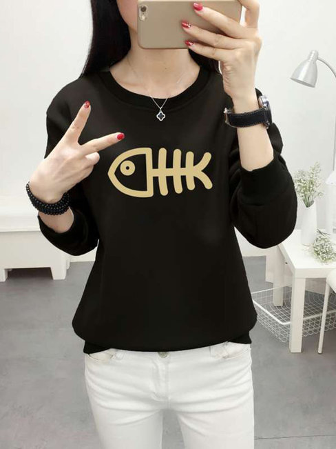 Standard Straight Cute Animal Pattern Sweatshirts (Style V100795)