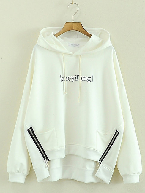 Hooded Standard Fashion Polyester Asymmetrical Hoodie (Style V100797)