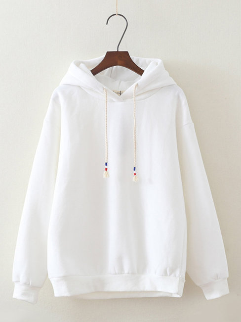 Hooded Loose Casual Plain Polyester Hoodie (Style V100815)