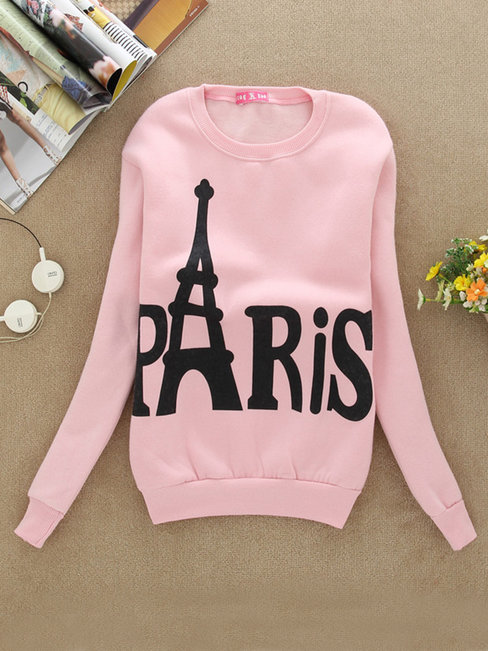 Slim Casual Letter Dacron Pattern Sweatshirts (Style V100844)