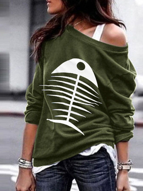 Round Neck Standard Loose Casual Cartoon Sweatshirts (Style V100848)
