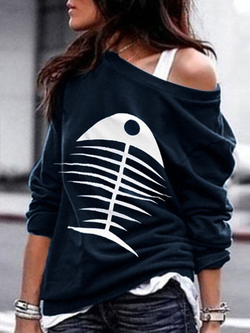 Round Neck Standard Loose Casual Cartoon Sweatshirts (Style V100848)