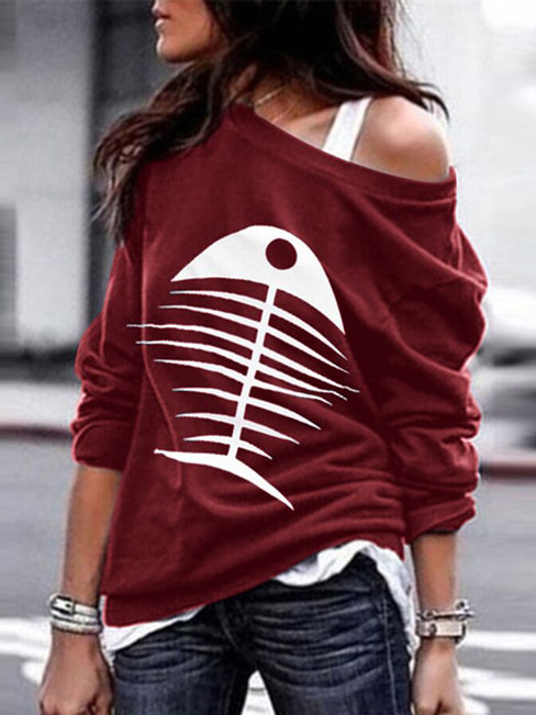 Round Neck Standard Loose Casual Cartoon Sweatshirts (Style V100848)