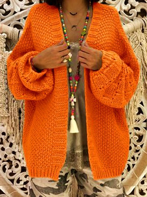 Standard Loose Plus Size Plain Acrylic Sweater (Style V100886)