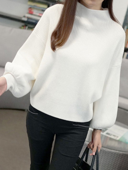 Standard Loose Casual Plain Knitted Sweater (Style V101002)