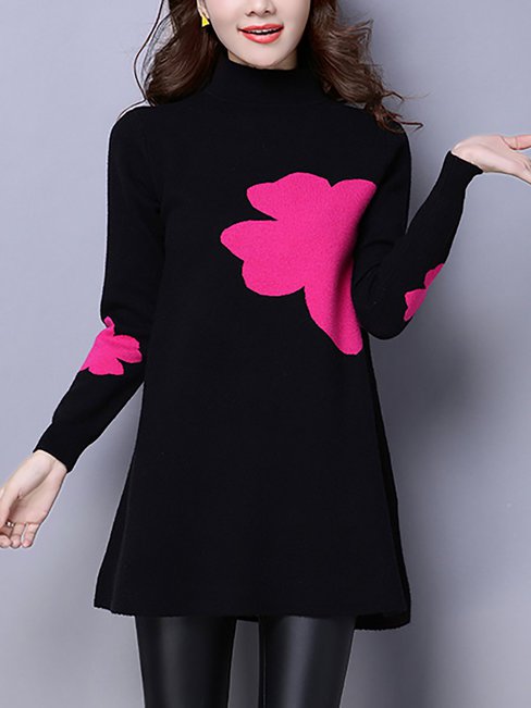 Turtleneck Long Slim Casual Polyester Sweater (Style V101107)