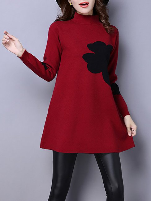 Turtleneck Long Slim Casual Polyester Sweater (Style V101107)