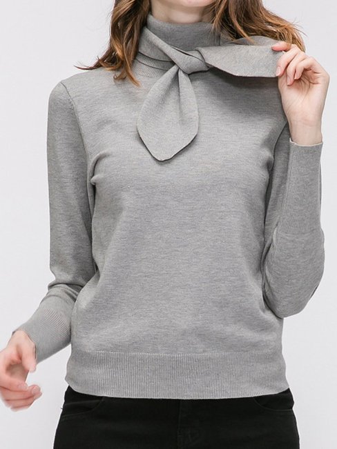 Standard Slim Party Plain Bow Sweater (Style V101144)