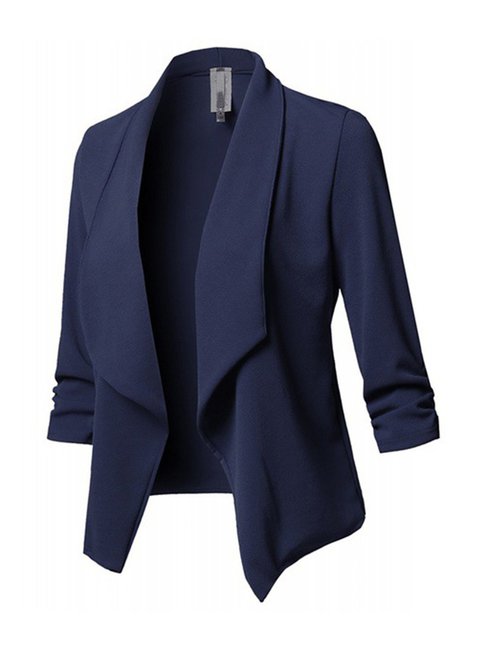 Shawl Collar Short Office Plain Polyester Jacket (Style V101176)