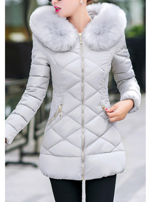 Long Slim Elegant Plain Dacron Coat (Style V101449)