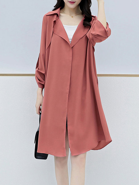 Long Loose Fashion Plain Dacron Coat (Style V101487)