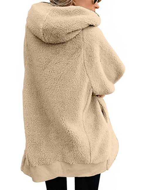 Hooded Long Elegant Plain Dacron Coat (Style V101502)