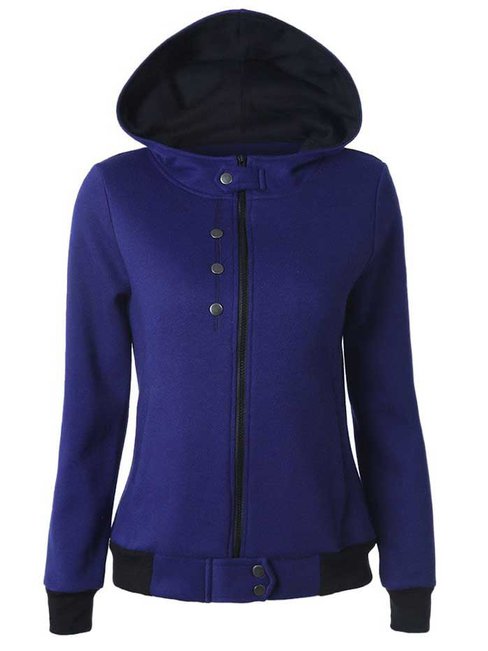 Hooded Short Fashion Dacron Button Jacket (Style V101524)