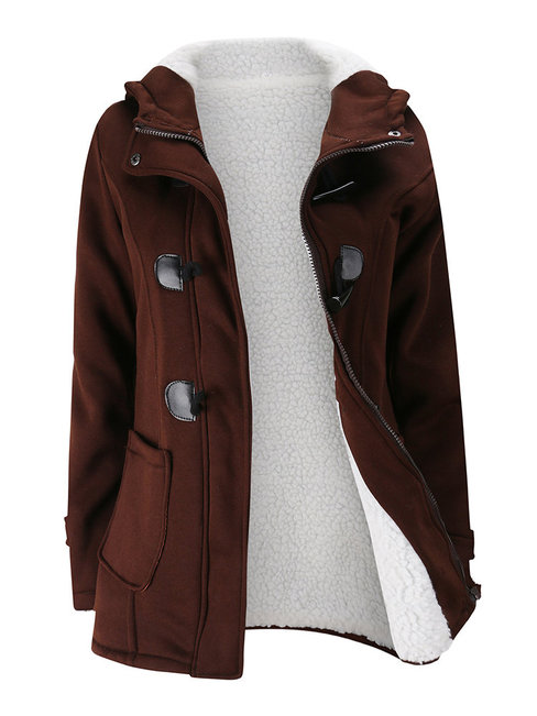 Hooded Long Slim Elegant Plain Coat (Style V101579)