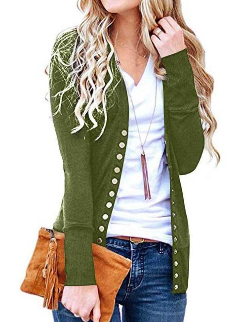 Long Slim Casual Plain Polyester Coat (Style V101601)