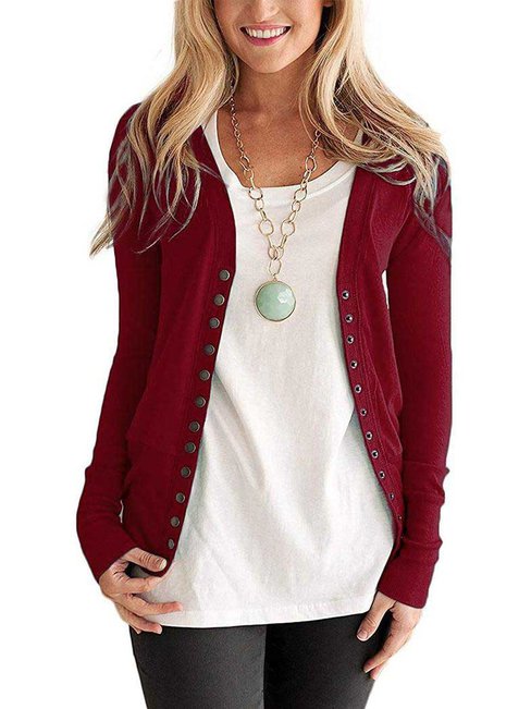 Long Slim Casual Plain Polyester Coat (Style V101601)