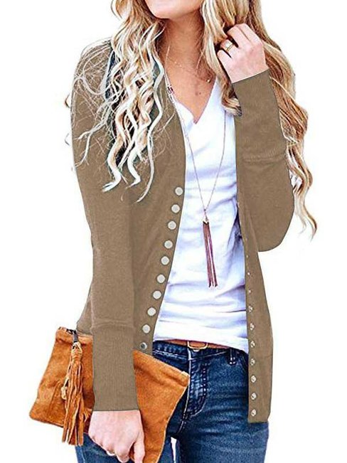 Long Slim Casual Plain Polyester Coat (Style V101601)