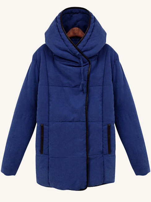 Hooded Loose Fashion Plain Pockets Coat (Style V101735)