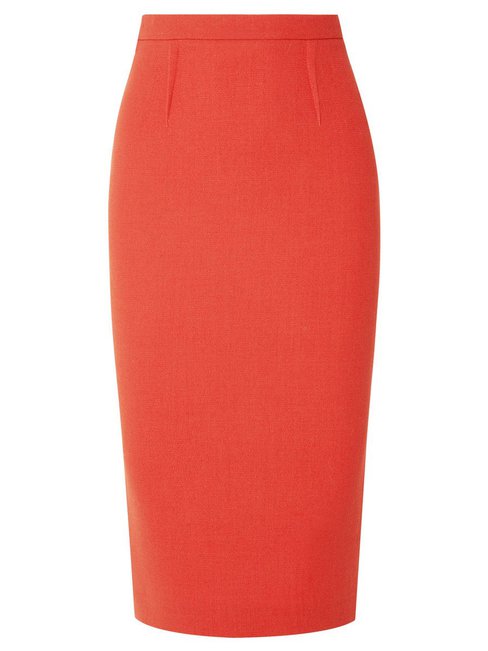 Red Bodycon Office Zipper Polyester Plain Skirt (Style V101833) - VEDACHIC