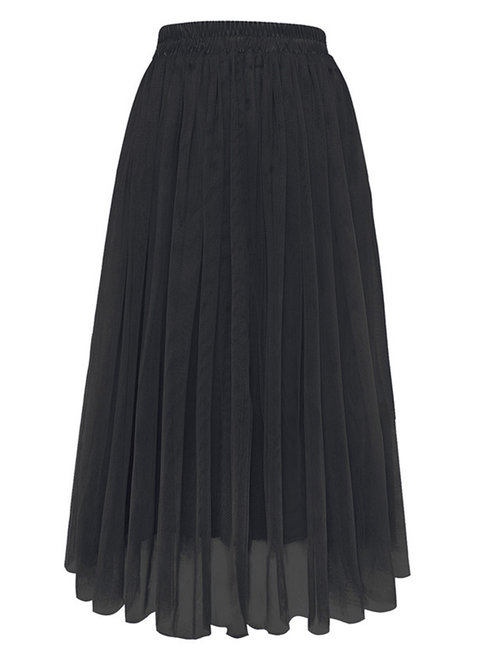 Fit and Flare Date Night Ruffle Polyester Plain Skirt (Style V101911)