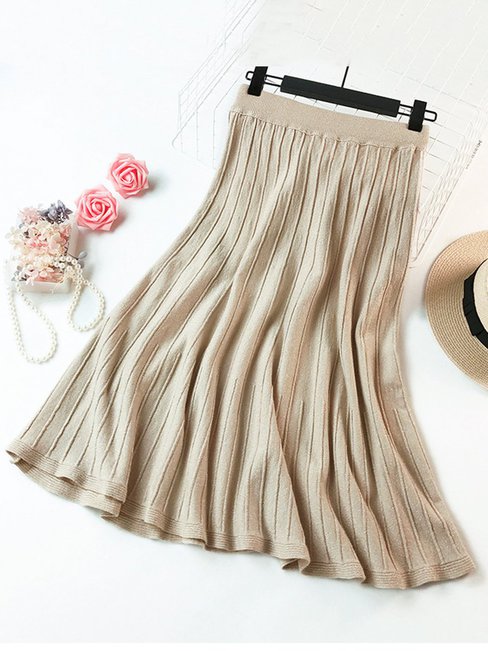 Ankle Length A-line Elegant Polyester Plain Skirt (Style V101993)
