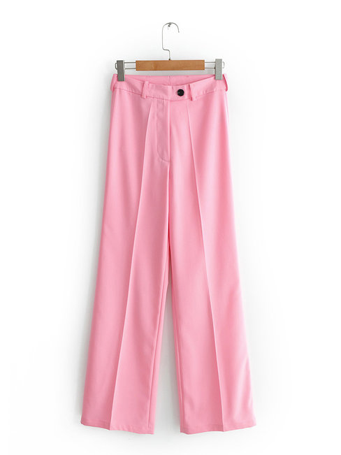 Ankle Length Loose Office Polyester Plain Pants (Style V102218)