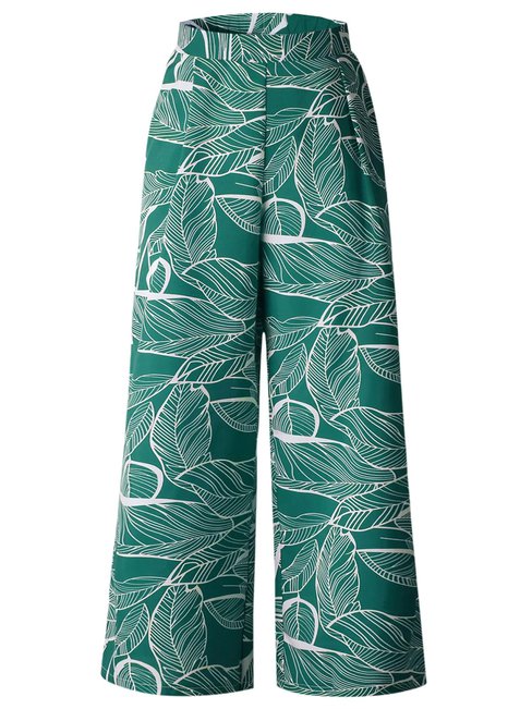 Loose Elegant Pattern Polyester Floral Pants (Style V102221)