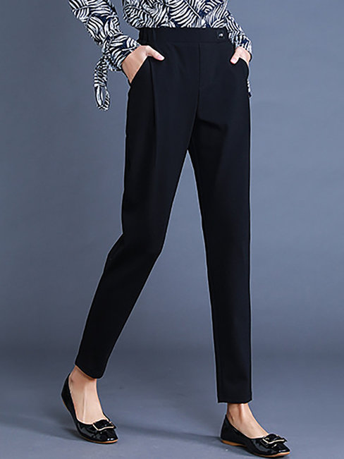 Ankle Length Elegant Pattern Cotton Striped Pants (Style V102231)