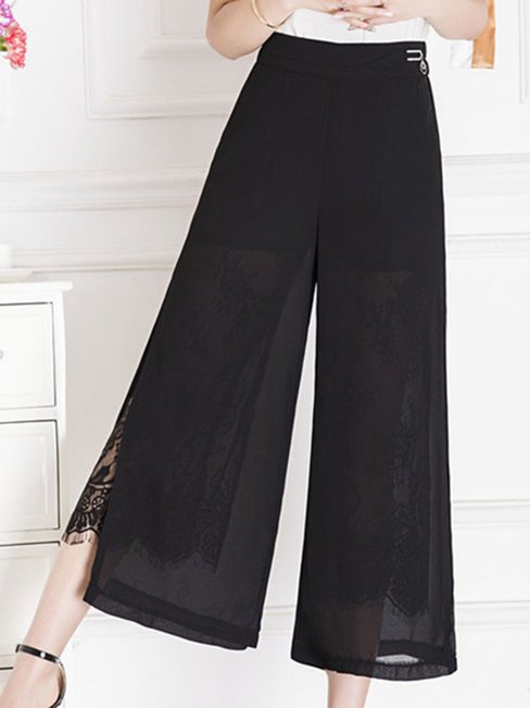 Ankle Length Loose Elegant Lace Polyester Pants (Style V102234)