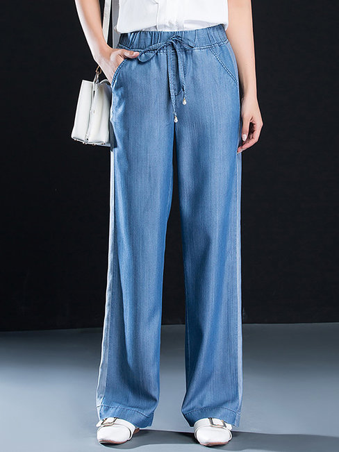 Ankle Length Loose Elegant Pockets Milk Fiber Pants (Style V102240)