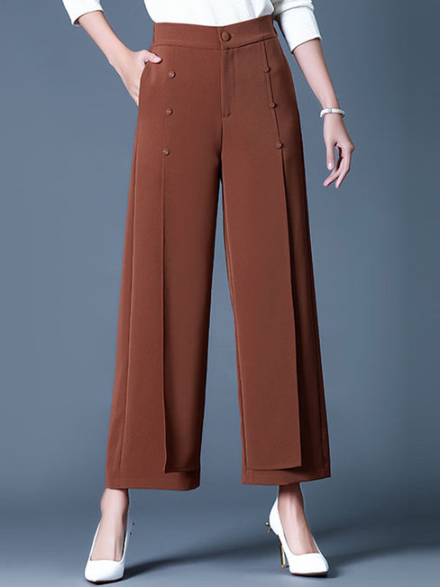 Ankle Length Loose Office Beaded Polyester Pants (Style V102249)