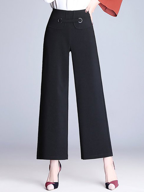 Ankle Length Elegant Belt Polyester Plain Pants (Style V102263)