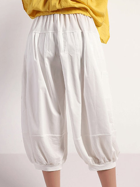 Mid-Calf Loose Elegant Pockets Plain Pants (Style V102264)
