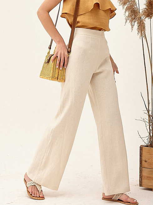 Ankle Length Loose Office Polyester Plain Pants (Style V102265)