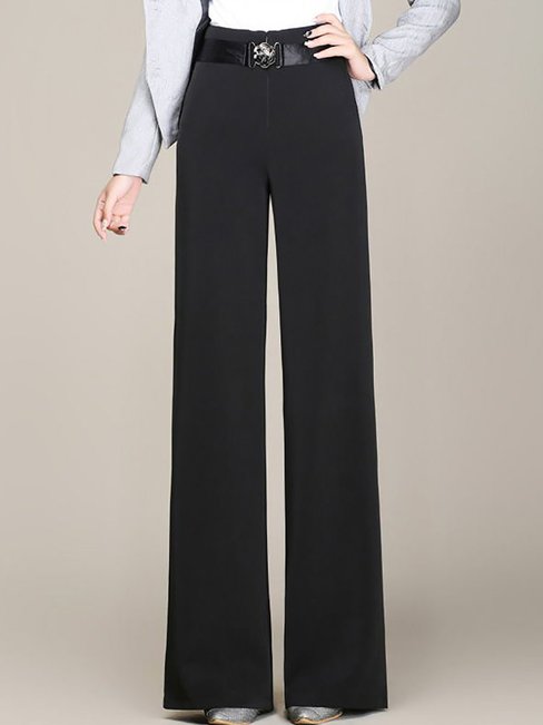 Maxi Loose Elegant Belt Plain Pants (Style V102293)