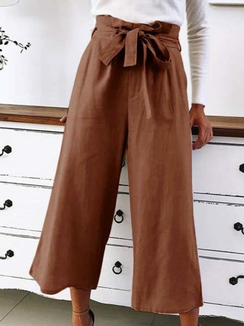 Maxi Loose Elegant Belt Polyester Pants (Style V102317)