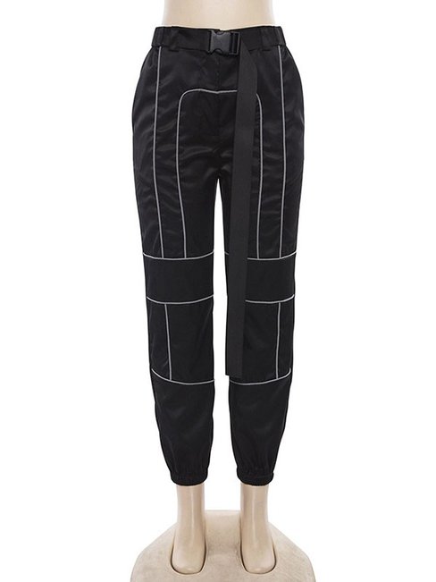 Ankle Length Fashion Patchwork Polyester Plain Pants (Style V102339)