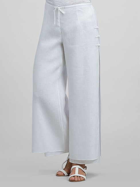 Maxi Loose Slow Life Button Cotton Blends Pants (Style V102384)