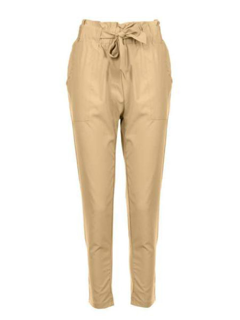 Ankle Length Slim Elegant Belt Polyester Pants (Style V102405)