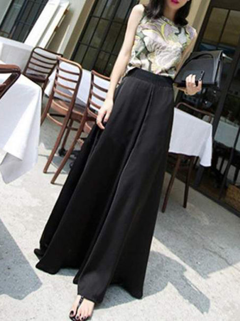 Maxi Loose Slow Life Polyester Plain Pants (Style V102407)