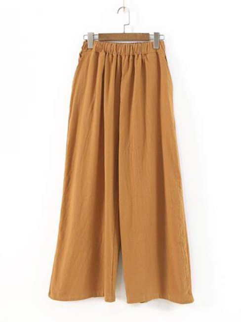 Maxi Loose Slow Life Linen Plain Pants (Style V102411)