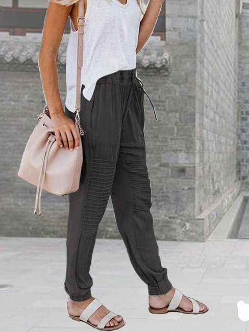 Maxi Loose Slow Life Patchwork Polyester Casual Pants (Style V102423)