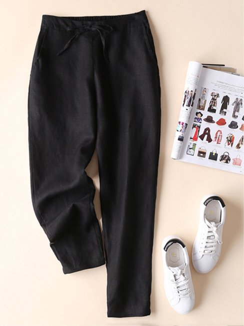 Maxi Loose Slow Life Strappy Plain Pants (Style V102426)