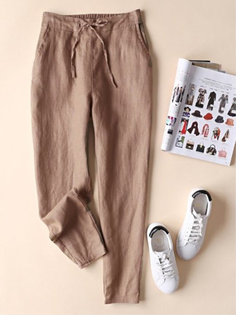 Maxi Loose Slow Life Strappy Plain Pants (Style V102426)