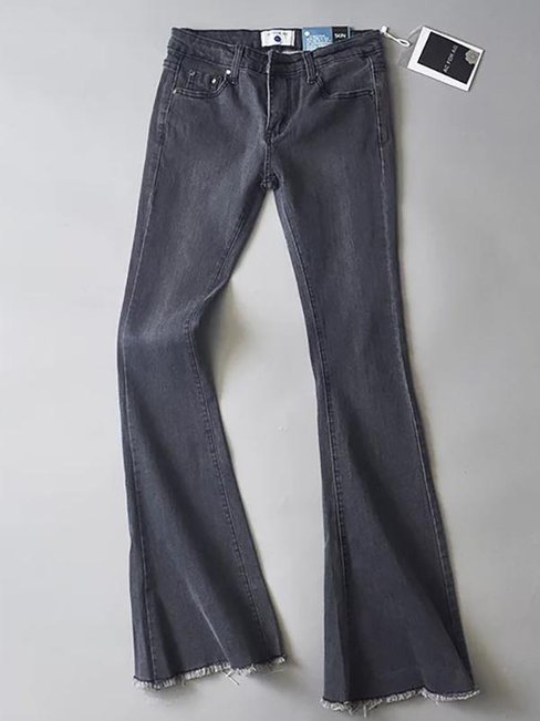 Skinny Date Night Button Denim Plain Jeans (Style V102430)